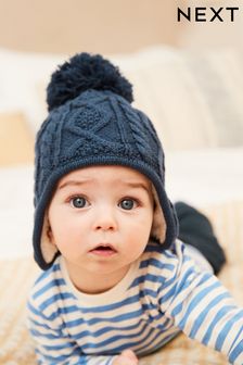 Bleumarin albastru - Căciuliță tricotată cu moț pentru bebeluși (0 luni - 2 ani) (D61168) | 66 LEI