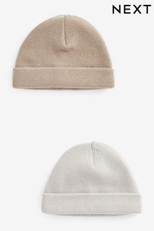 Grey Baby Knitted Beanie Hats 2 Packs (0mths-2yrs) (D61177) | 58 SAR