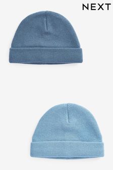 Navy Blue Baby Knitted Beanie Hats 2 Packs (0mths-2yrs) (D61178) | €6.50
