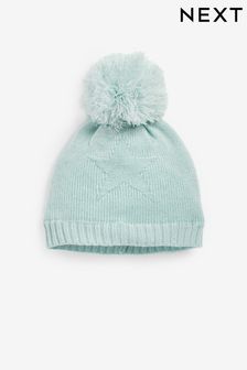 Blue Knitted Baby Star Pom Hat (0mths-2yrs) (D61183) | €4