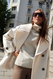 Winter White Double Breasted Long Sleeved Peacoat (D61232) | €110