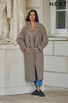 Brown Heritage Check Overcoat (D61235) | CA$236