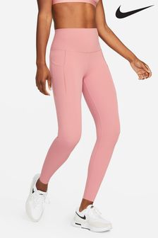 Розовый - Леггинсы средней степени поддержки с завышенной талией и карманами Nike Premium Universa (D61325) | €56