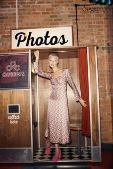 Olivia Rubin London Pink Elliot Midi Dress With Neck Tie (D61374) | €156