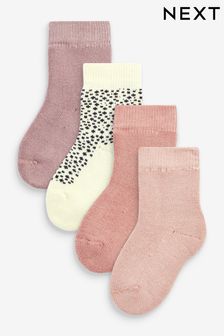 Pink Towelling Baby Socks 4 Pack (0mths-2yrs) (D61715) | €6