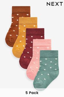 Muted Spot Baby Socks 5 Pack (0mths-2yrs) (D61721) | OMR2