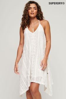 Superdry White Vintage All Lace Midi 100% Cotton Dress (D61726) | $129