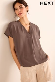 Chocolate Brown Short Sleeve Overhead Top (D61769) | TRY 523
