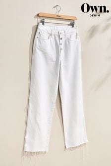 Own. White Button Front Wide Ankle Leg Jeans (D61944) | TRY 1.347