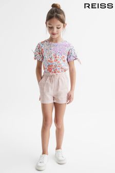 Reiss Soft Pink Cleo Senior Linen Drawstring Shorts (D62079) | EGP3,060
