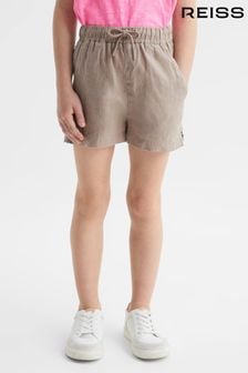 Reiss Mink Cleo Junior Linen Drawstring Shorts (D62081) | $48