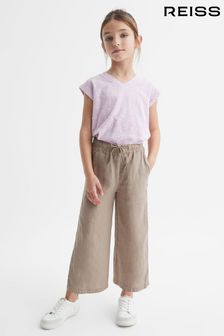 Reiss Mink Cleo Junior Linen Drawstring Trousers (D62084) | 294 QAR