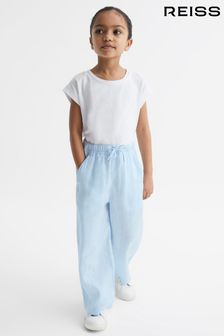 Reiss Ice Blue Cleo Junior Linen Drawstring Trousers (D62085) | OMR30