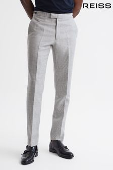 Reiss Grey Matinee Wool Linen Blend Slim Fit Trousers (D62089) | 227 €