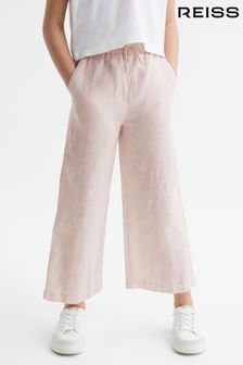 Нежно-розовый - Льняные брюки с поясом на завязке Reiss Cleo (D62093) | €61