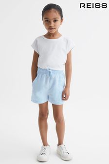 Reiss Ice Blue Cleo Junior Linen Drawstring Shorts (D62098) | ₪ 203