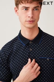 Marineblau - Bedrucktes Polo-Shirt (D62100) | 21 €