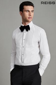 Reiss White Marcel Slim Fit Cotton Marcella Tuxedo Shirt (D62374) | OMR89