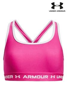 Under Armour - Effen roze mid-impact sportbeha met gekruiste achterkant (D62434) | €13