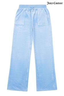Juicy Couture Girls Blue Velour Patch Pocket Joggers (D62761) | €93 - €111