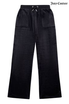 Juicy Couture Pantaloni de sport de fete din velur cu buzunar și petic Pantaloni de sport (D62765) | 418 LEI - 501 LEI