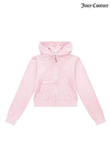 Juicy Couture Girls Pink Velour Zip Through Hoodie (D62768) | €44 - €52