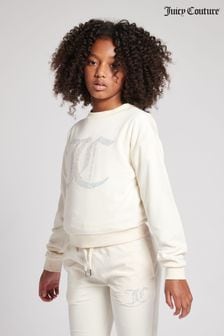 أبيض - Juicy Couture Girls Diamante Velour Crew Neck Sweatshirt (D62799) | 414 ر.س - 497 ر.س