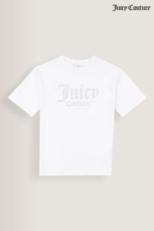 Biały - Dziewczęca koszulka Juicy Couture z diamencikami (D62826) | 110 zł - 132 zł