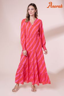 Розовое платье макси из ткани Ecovero в полоску Anorak Nostalgic Lily (D62877) | €68