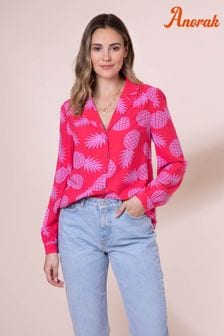 Розовая рубашка из ткани Ecovero с принтом ананасов Anorak Nicky (D62913) | €43
