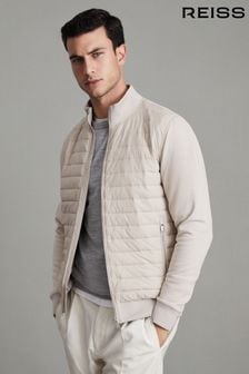 Reiss Stone Flintoff Hybrid Quilt and Knit Zip-Through Jacket (D62920) | CA$457