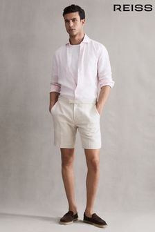 Reiss Oatmeal Searcy Linen Side Adjuster Shorts (D62925) | €142