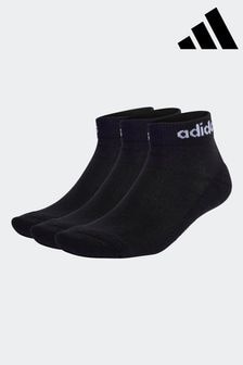 adidas Black Linear Ankle Cushioned Socks 3 Pack (D63433) | $14