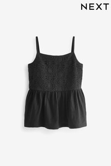 Črna - Kvačkana majica brez rokavov s tankimi naramnicami (3–16 let) (D63474) | €10 - €15