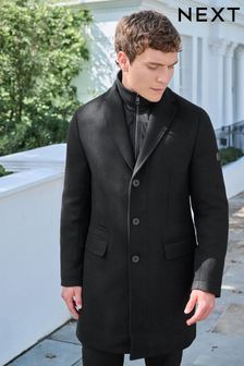 Black Wool Rich Twill Epsom Coat (D63517) | 89 €