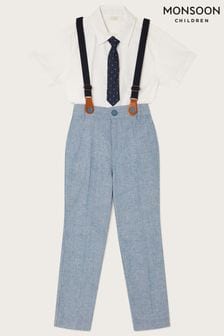Monsoon Blue Nathan Trousers, Shirt and Tie Set with Braces (D63538) | TRY 1.269 - TRY 1.730