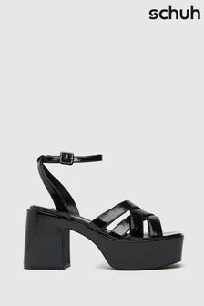 Schuh Sloane Black Strappy Platform Heels (D63626) | AED222