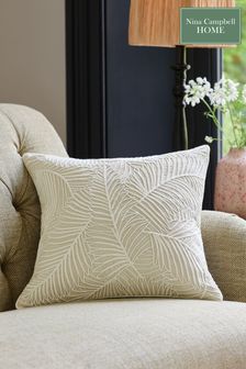 Nina Campbell Natural Tree Fern Corded Leaves Cushion (D63831) | €52