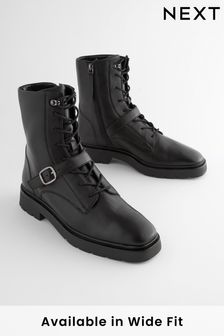 Black Forever Comfort® Lace Up Strap Detail Ankle Boots (D63904) | €57
