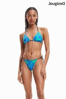 Desigual Bikinihose mit seitlicher Schnürung und tropischem Muster, Grün (D64006) | 33 €
