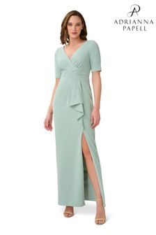Adrianna Papell Green Draped Knit Crepe Gown (D64014) | 598 zł