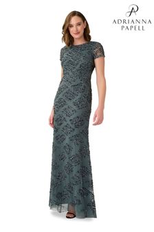 Зеленое платье со свободным воротом и отделкой бисером Adrianna Papell (D64019) | €457