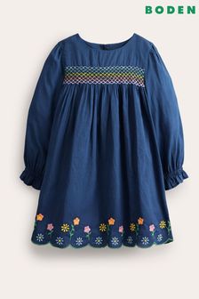 Boden Blue Rainbow Smocked Dress (D64094) | €48 - €54