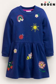 Boden Kleid mit Stickerei, Blau (D64108) | 43 € - 50 €