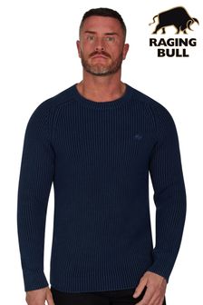 Raging Bull藍色酸洗插肩袖圓領針織毛衣 (D64133) | NT$3,690 - NT$4,150