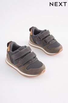 Khaki Green Wide Fit (G) Double Strap Trainers (D64157) | €22 - €24