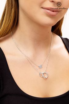 Srebrna ogrlica z dvojnimi obeski Caramel Jewellery London Sparkly Hoop Entwined (D64220) | €23