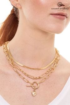 Caramel Jewellery London Gold Tone Chunky Layered T-Bar Necklace (D64221) | ₪ 121