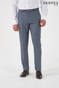 Skopes Reece Blue Check Tailored Fit Suit Trousers (D64284) | 292 QAR