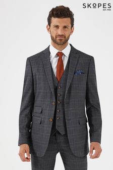 siva karirasta krojana jakna obleke iz trajnostnega materiala Skopes Stanley (D64314) | €62